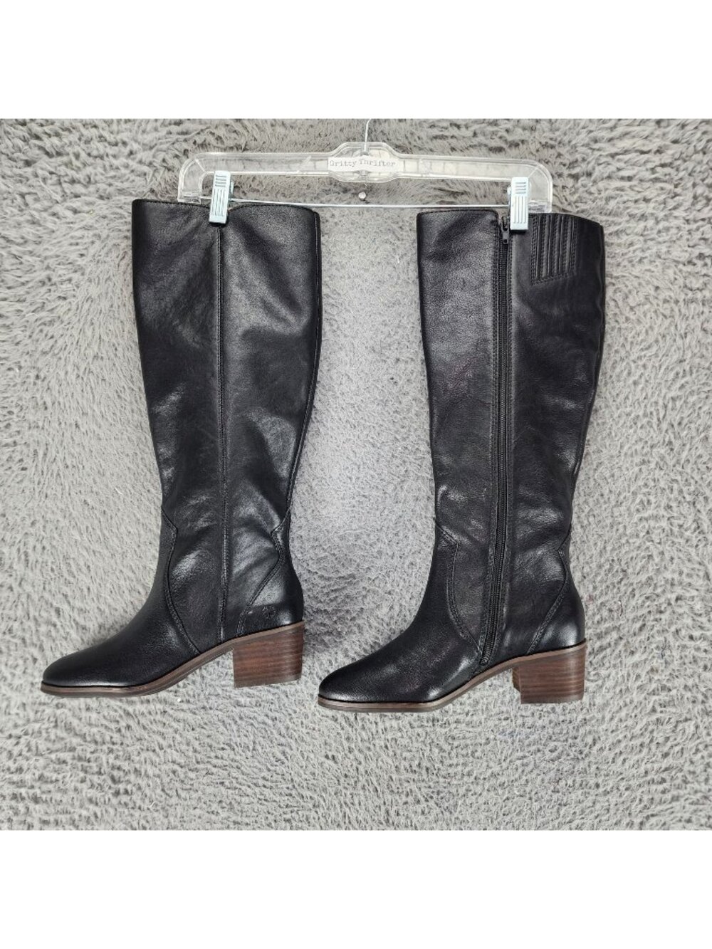 Lucky Brand Shoes Womens Size 6 Black Leather Cashlin Tall Zip Boots *NWOT*